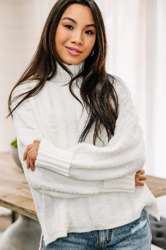 Start The Conversation White Fringe SweaterLayered Knit Tops