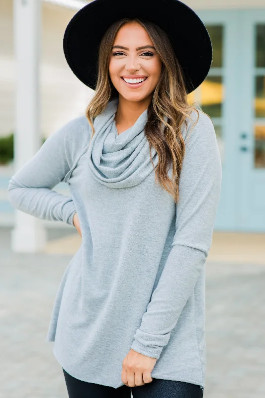 The One You Want Heather Gray Cowl Neck SweaterTurtleneck Knit Tops