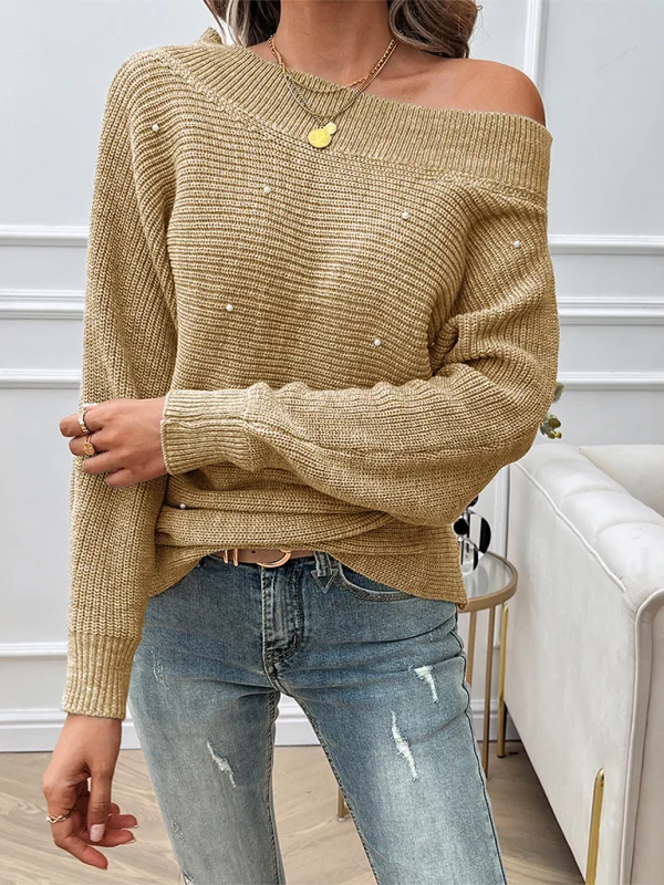 Women's casual loose solid color long sleeve sweaterLayered Knit Tops