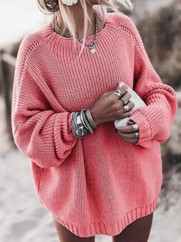 women’s loose large size raglan sleeve sweaterCamping Knit Tops