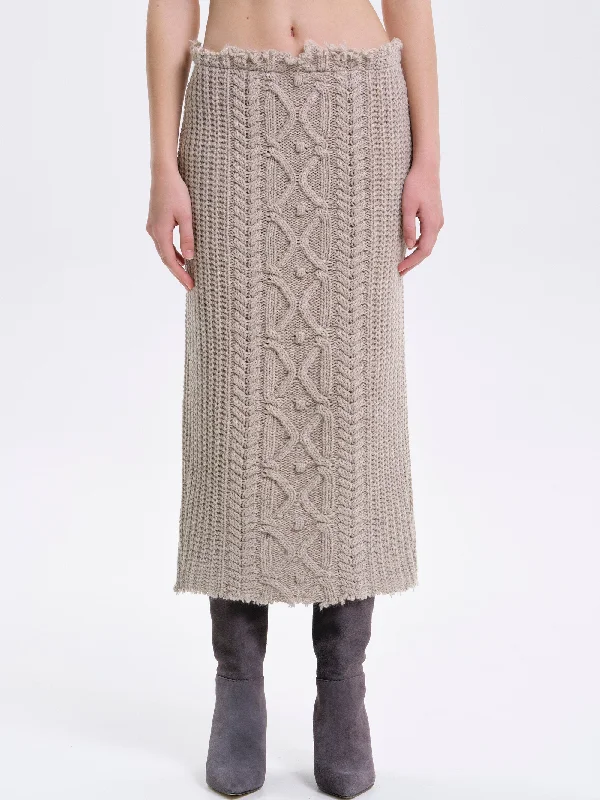 Braided Knit Skirt, Greige