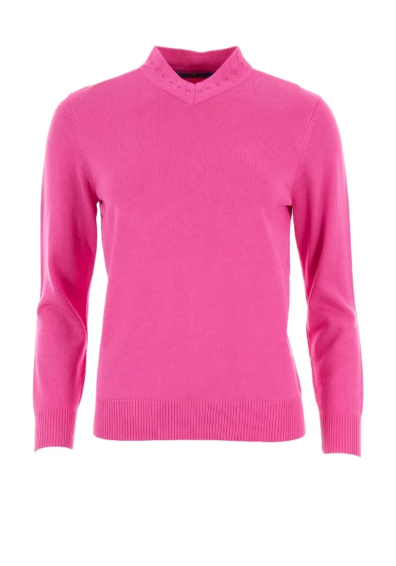 Castle of Ireland Embellished V Neck Jumper, Pink