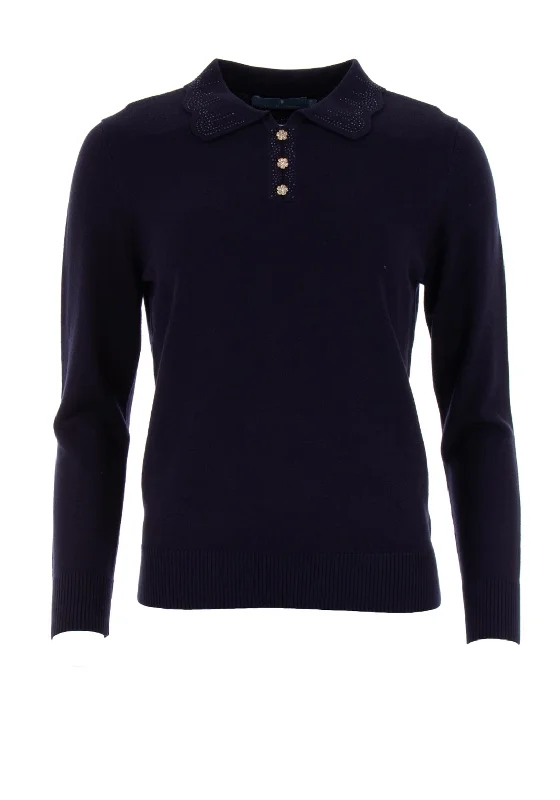 Castle of Ireland Embellished Sweater, Navy