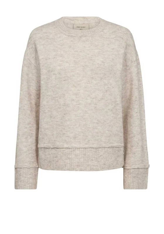 Freequent Mulle Button Side Jumper, Beige