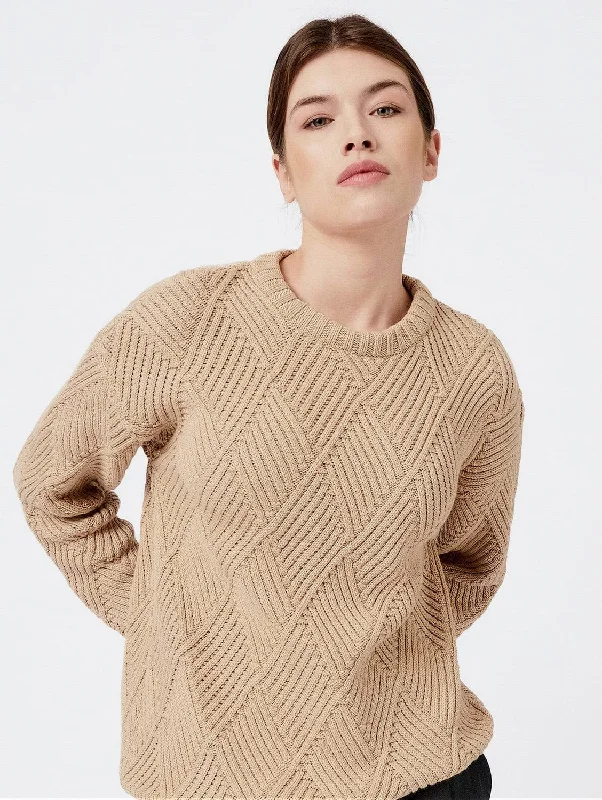 Knitted Organic Cotton Rhomb Jumper | Sand