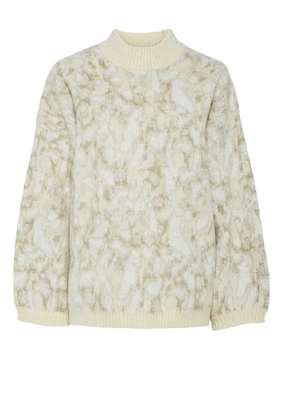 Pieces Peggy Jacquard Knit Jumper, Beige