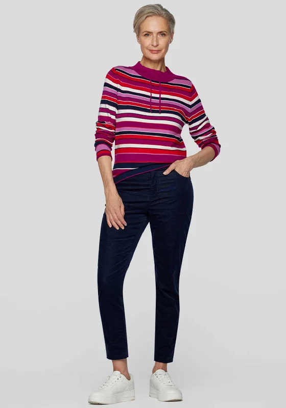 Rabe Striped High Neck Sweater, Purple Multi