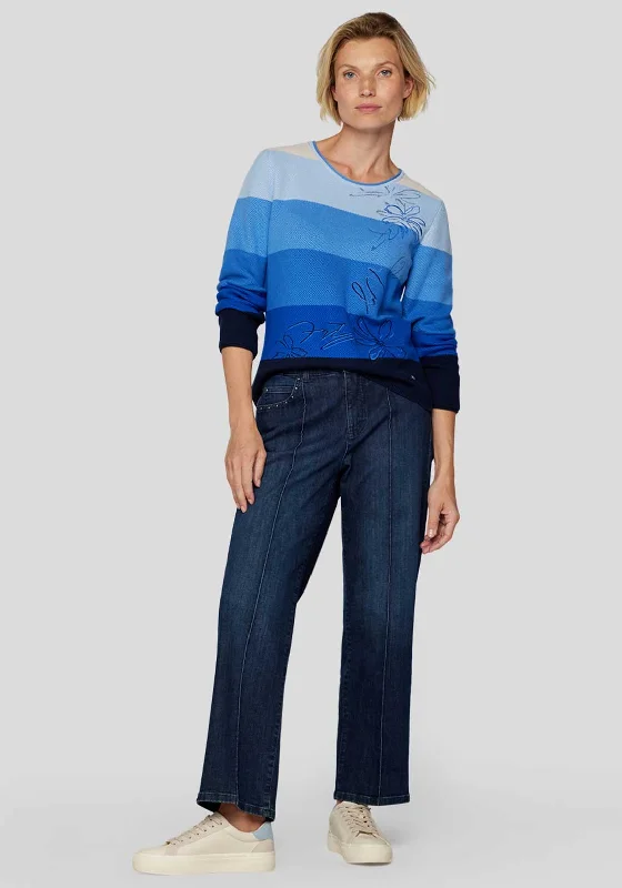 Rabe Embroidered Striped Jumper, Blue