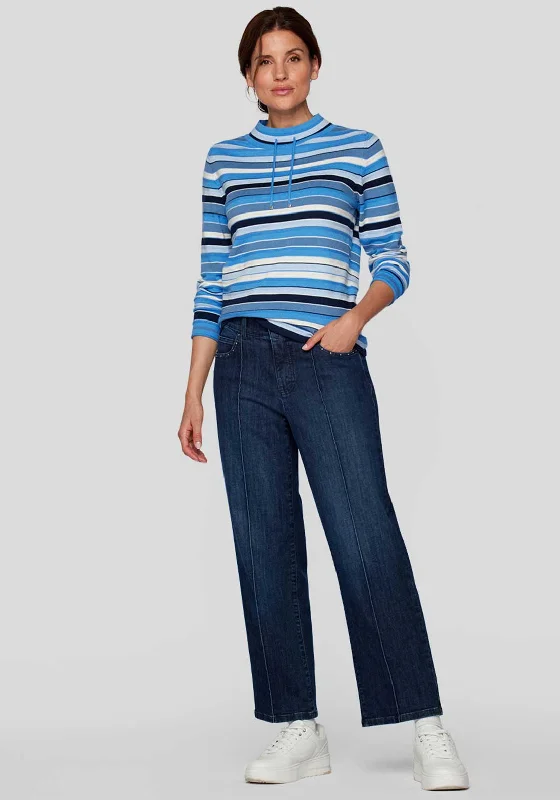 Rabe Striped High Neck Jumper, Blue