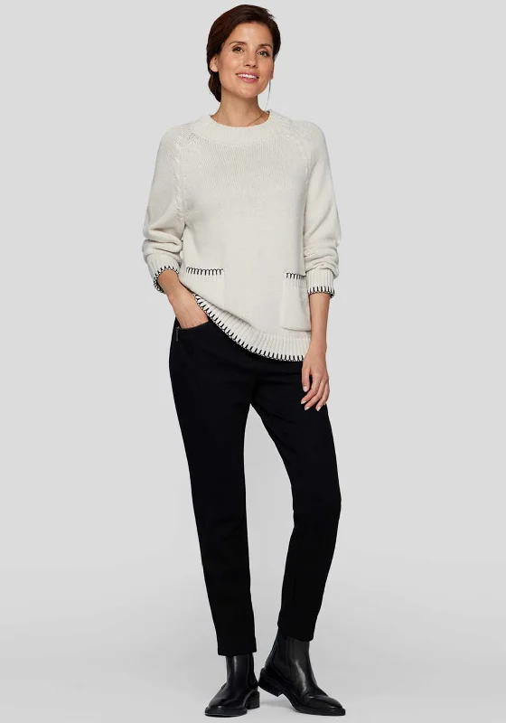 Rabe Round Neck Knitted Jumper, Cream