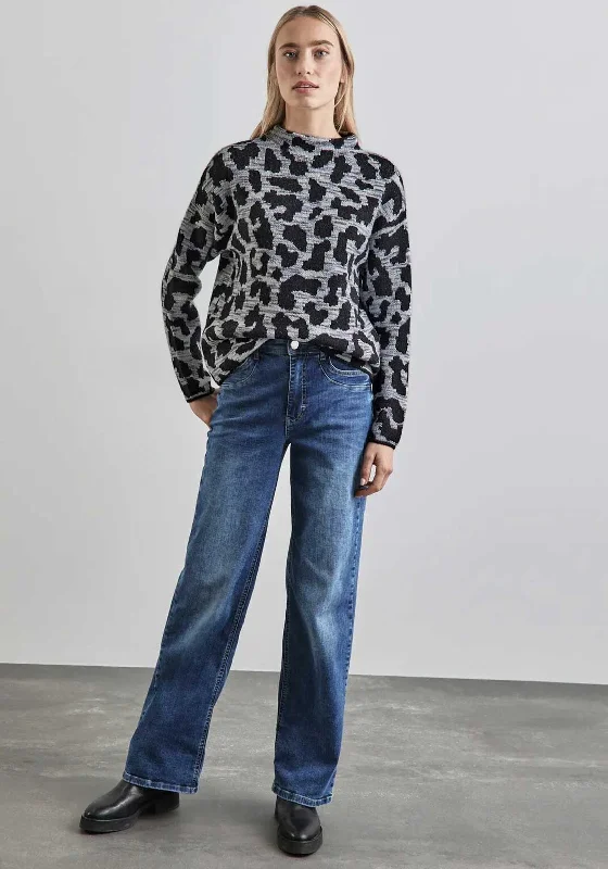 Street One Leopard Print Knit Jumper, Grey