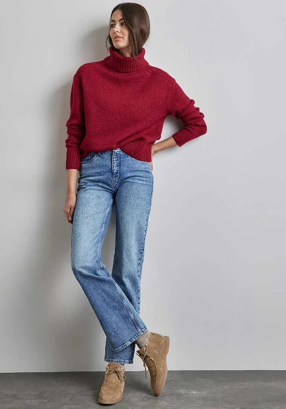 Street One Knit Roll Neck Jumper, Autunm Red