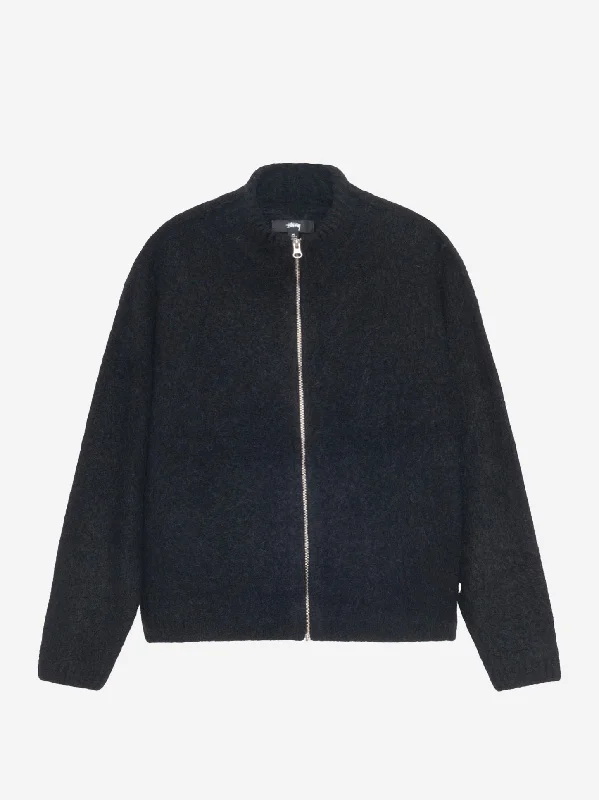 Stussy Brushed Mock Full Zip Knit Sweater W - Black