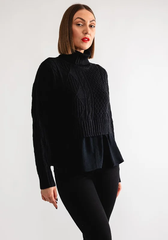 Tiffosi Astrid Polo Neck Knit Jumper, Black