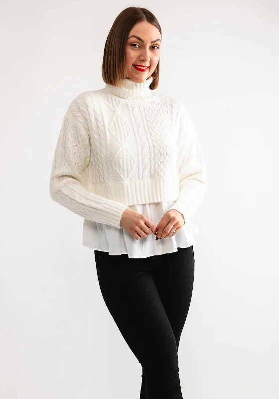 Tiffosi Astrid Polo Neck Knit Jumper, Cream