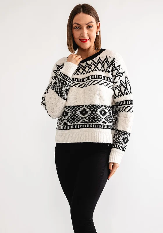 Tiffosi Clete Fairisle Knit Jumper, Cream