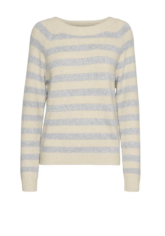 Vero Moda Doffy Knit Jumper, Cream and Light Grey