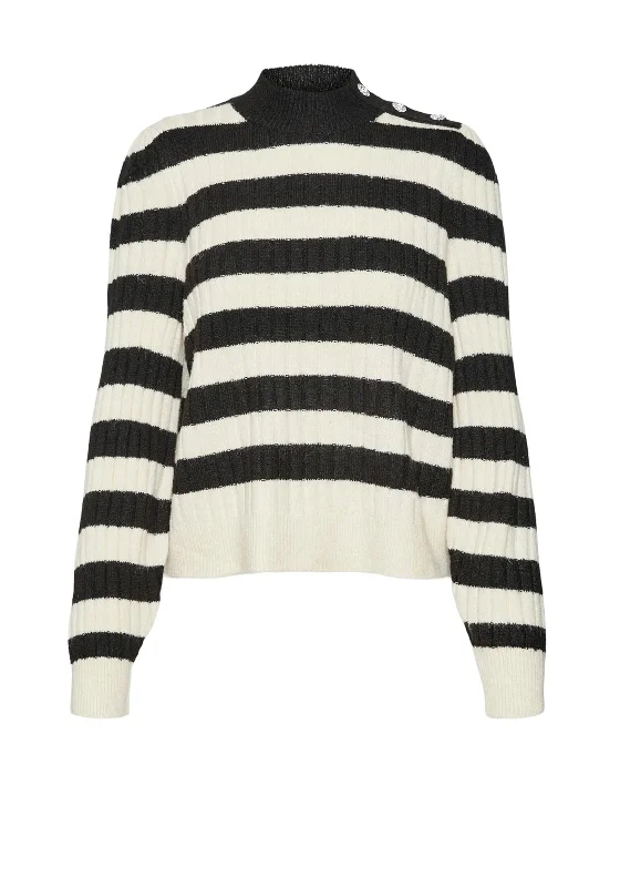 Vero Moda Elya Striped Jumper, Black and Cream