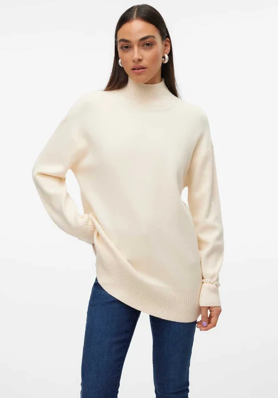 Vero Moda Gold High Neck Jumper, Off White