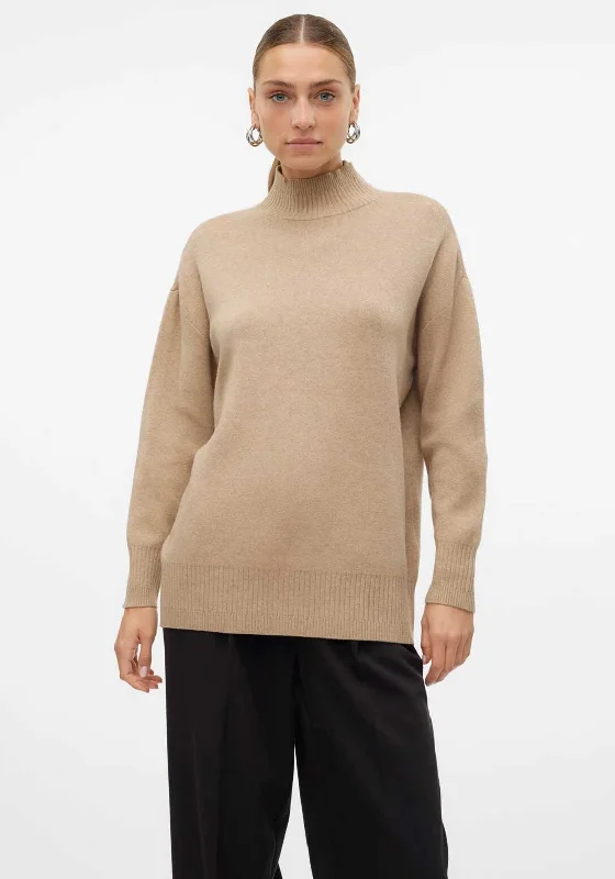 Vero Moda Gold High Neck Jumper, Beige