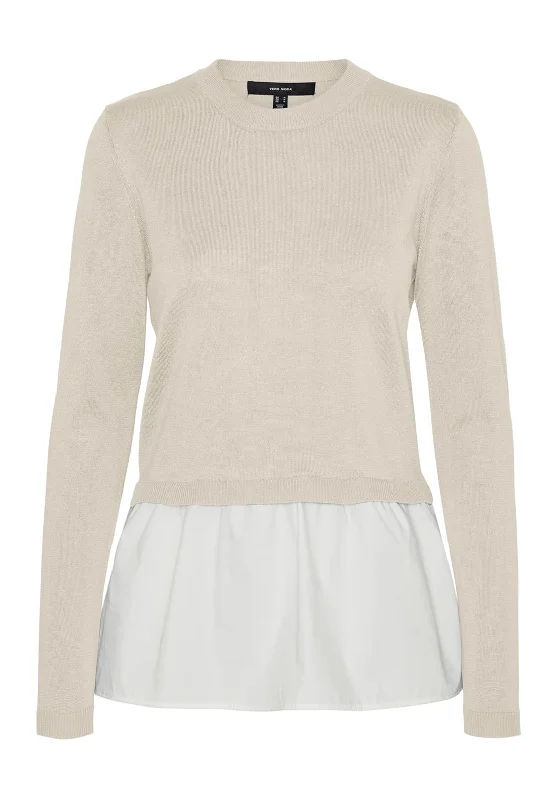 Vero Moda Jose 2-in-1 Sweater and Shirt, Cream