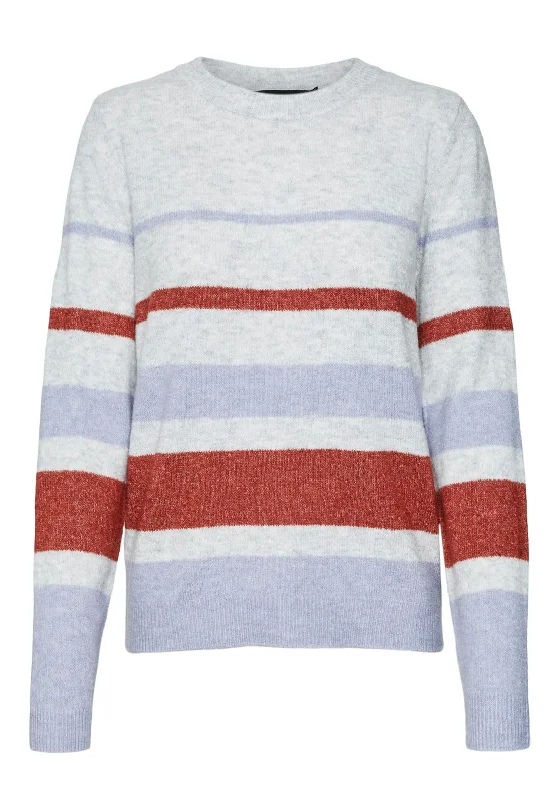 Vero Moda Plaza Striped Jumper, Grey Multi