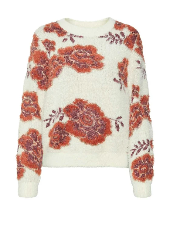 Vero Moda Poilu Newflower Jumper, Cream Multi