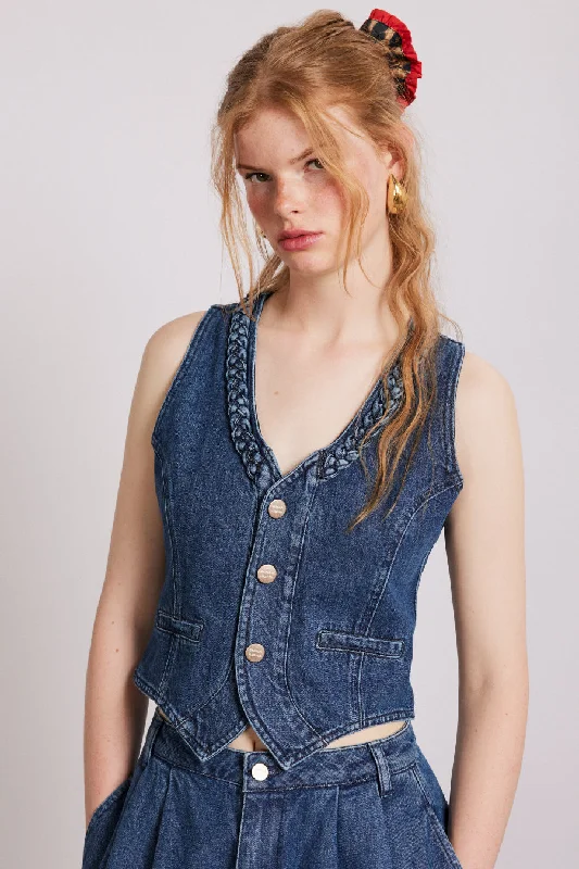 isla denim waistcoat - vintage wash