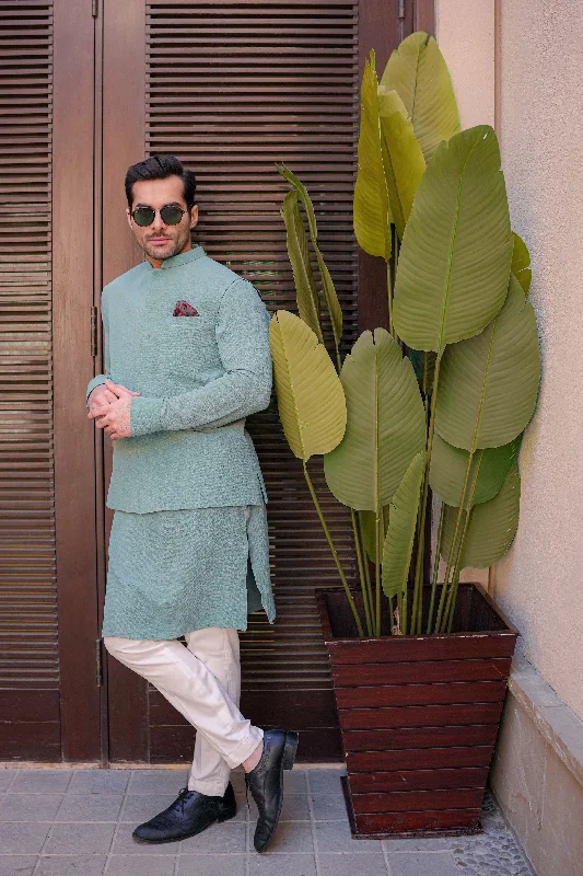 Jungle Green - Waistcoat & Kurta-Pyjama Set