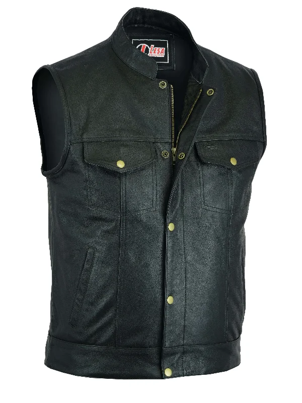 Motorcycle Motorbike Cut Off Waistcoat Vest Leather Biker Sons of Anarchy Style