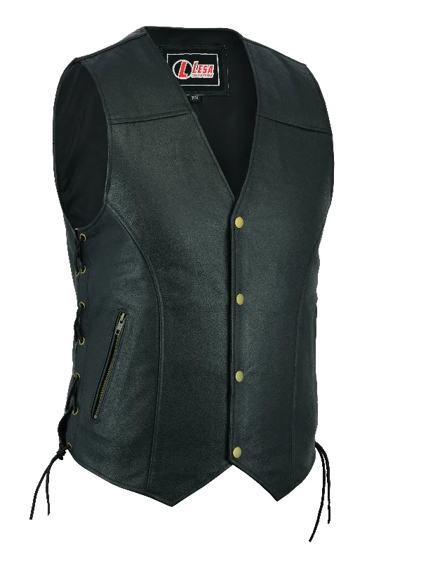 Leather Waistcoat Biker Vest Motorcycle Motorbike Leather Vest With Zip Pocket