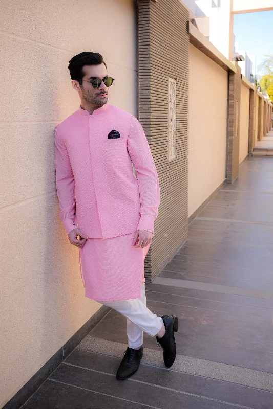 Peach Pink - Waistcoat & Kurta-Pyjama Set