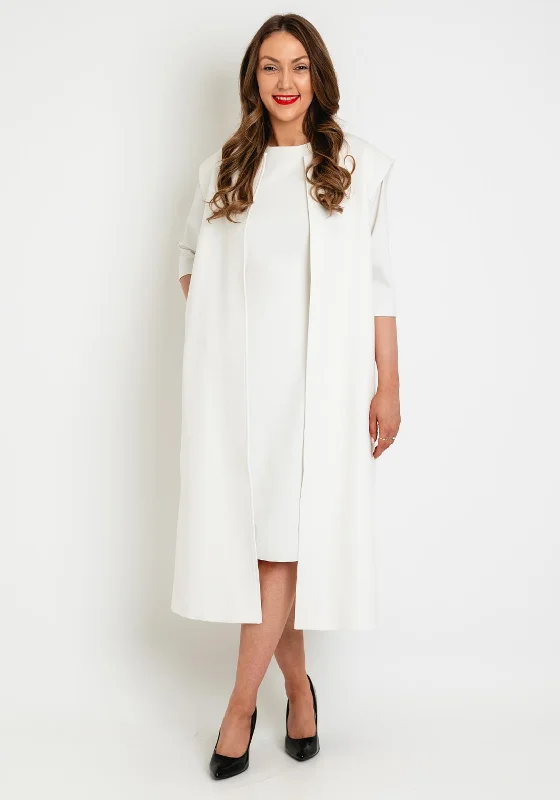 Birelin Sleeveless Open Long Waistcoat Jacket, Ivory