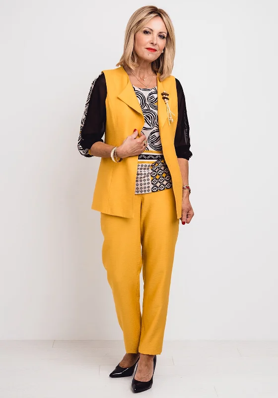 Meri Esca Brooch Trim Waistcoat, Mustard