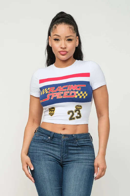 Painted T-ShirtsFront Racing Speed Screen Print Top