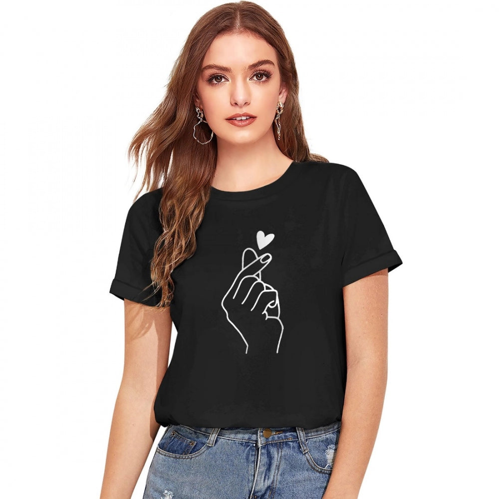 Luxury T-ShirtsGeneric Women's Cotton Western Wear T-Shirt (Black)