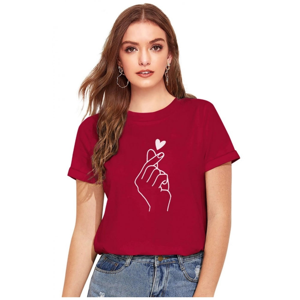 Streetwear T-ShirtsGeneric Women's Cotton Western Wear T-Shirt (Maroon)