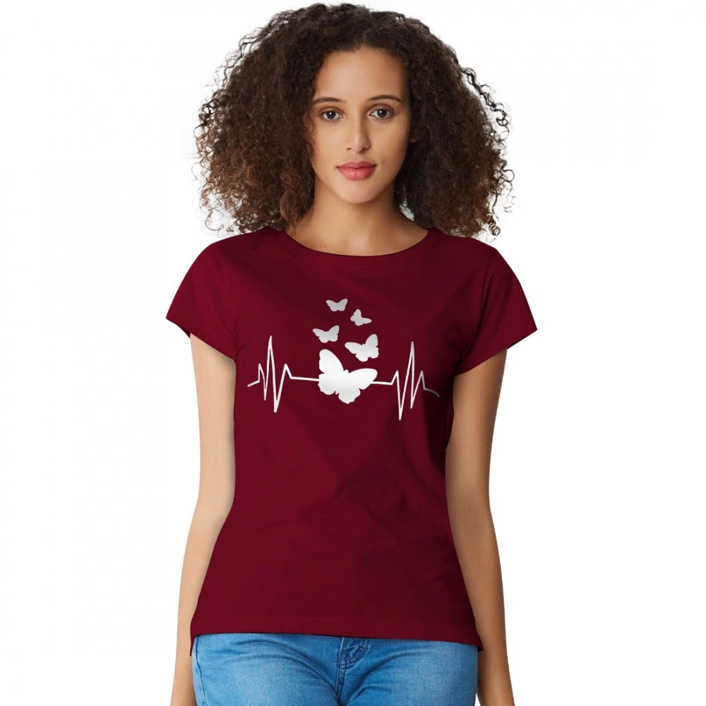 Formal T-ShirtsGeneric Women's Cotton Western Wear T Shirt (Maroon)