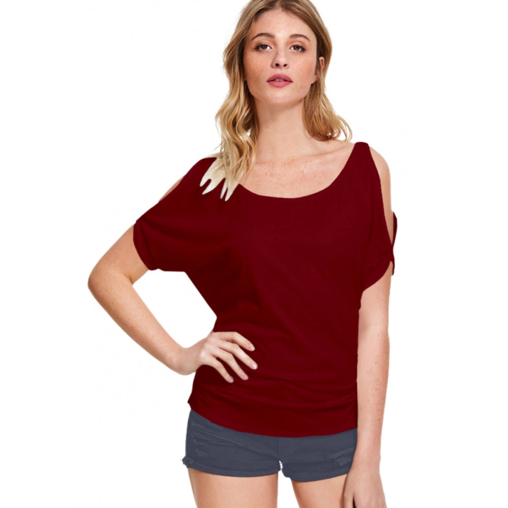 Athletic T-ShirtsGeneric Women's Western Wear Hosiery T Shirts (Maroon)