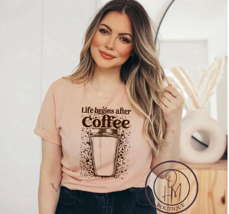 Hooded T-ShirtsLife Begins After Coffee T-Shirt