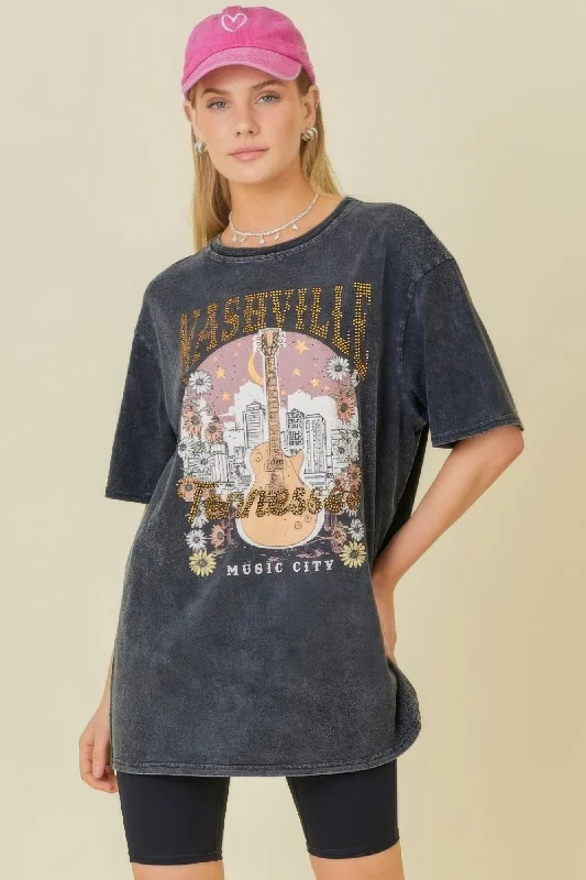 Ruffled T-ShirtsNashville Music City Premium Quality Graphic Tee