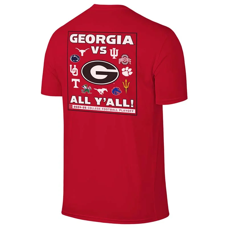 Work T-Shirts2024 CFP UGA All Y'all Top 12 Short Sleeve T-Shirt