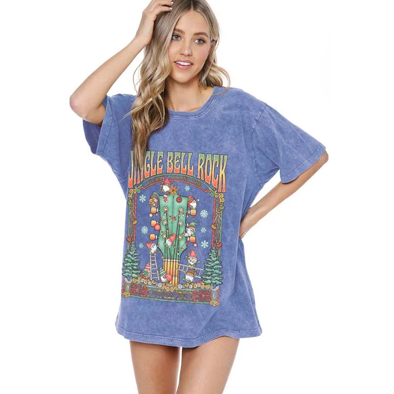 Button-Up T-ShirtsJingle Bell Rock Short Sleeve T-Shirt